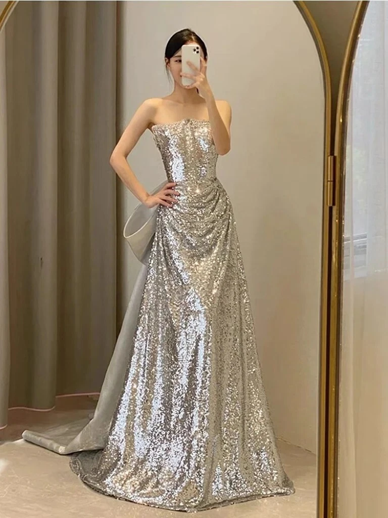 TCR Silver Grey Sequin Evening Gown! – TheClothingRental