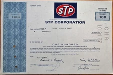 STP Corporation 1977 Stock Certificate - Motor Oil - Blue, Type 2