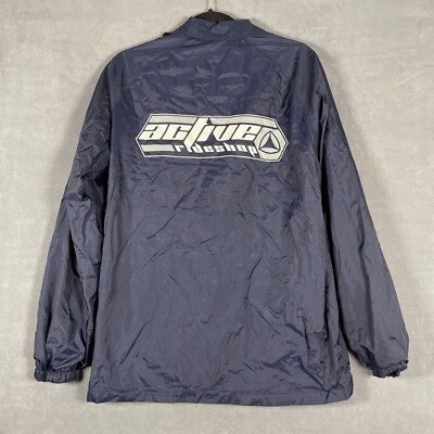 Active Ride Shop blue coach jacket snap button windbreaker size