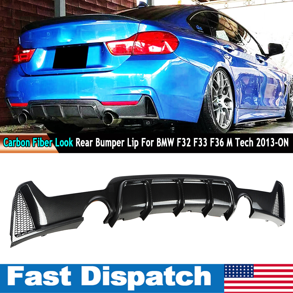 Carbon Look Rear Bumper Diffuser Lip For BMW F32 F33 F36 M Performance ...