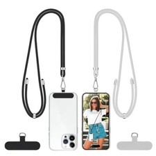Cell Phone Lanyard - 2 Adjustable Phone Neck Strap, 2 Phone Tether Black Grey