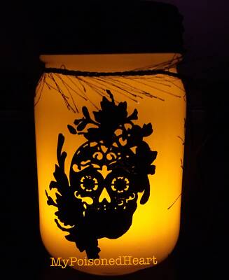 Halloween Mason Jar Lantern Halloween Luminary Sugar Skull