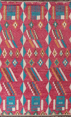 Thick-Plush Modern Moroccan Berber Geometric Hand-knotted Oriental Area Rug 9x13