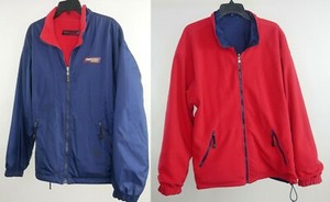 Competition Tech L Reversible Blue Red Fleece Windbreaker Coat Large | eBay