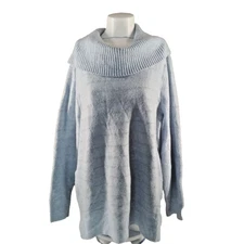 NWT Style&Co Fall Cozy Cowl Neck Sweater XXL(20-22) Blue Metallic Stripe