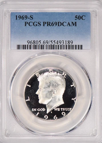 1969 S Kennedy Half Dollar Proof PCGS PR69DCAM PF 69 ULTRA CAMEO Frosty Coin 50C