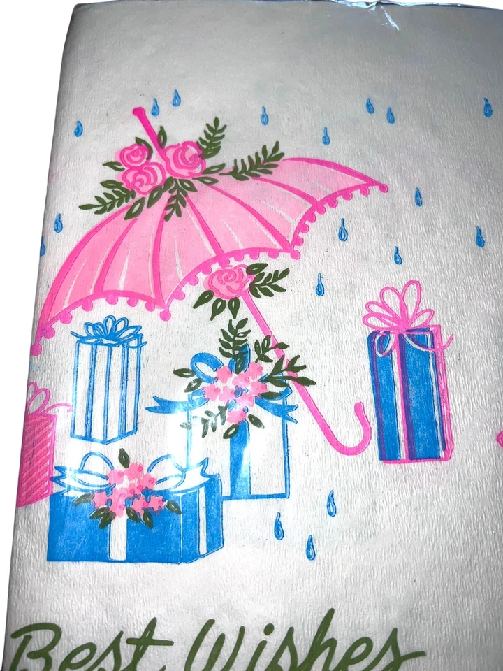 Mantel de papel vintage blanco y rosa baby shower playa vajilla de papel sellado Foto 2 de 4