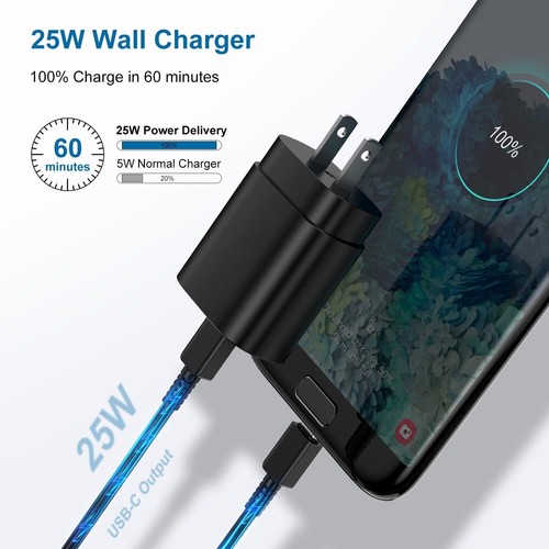 2Pack 25w USB C Super Fast Charger &6FT Cable For Samsung Galaxy S23/S22/S21/S20 - Picture 3 of 8