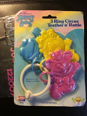 VINTAGE 1989 REMCO JIM HENSON MUPPET BABIES 3 RING CIRCUS TEETHER RATTLE NIP