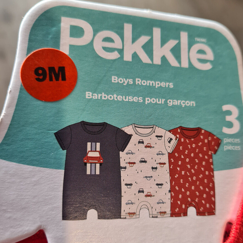 Boys Car Theme Rompers 3 Pack - 9 Months - Foto 3 di 5