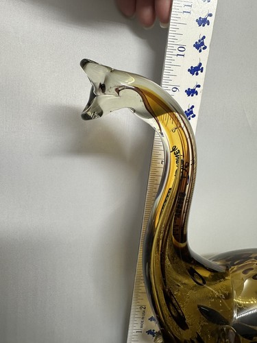 Pier 1 Murano Style Hand Blown Glass Elephant Amber Brown Spotted 10” Tall - Picture 5 of 6