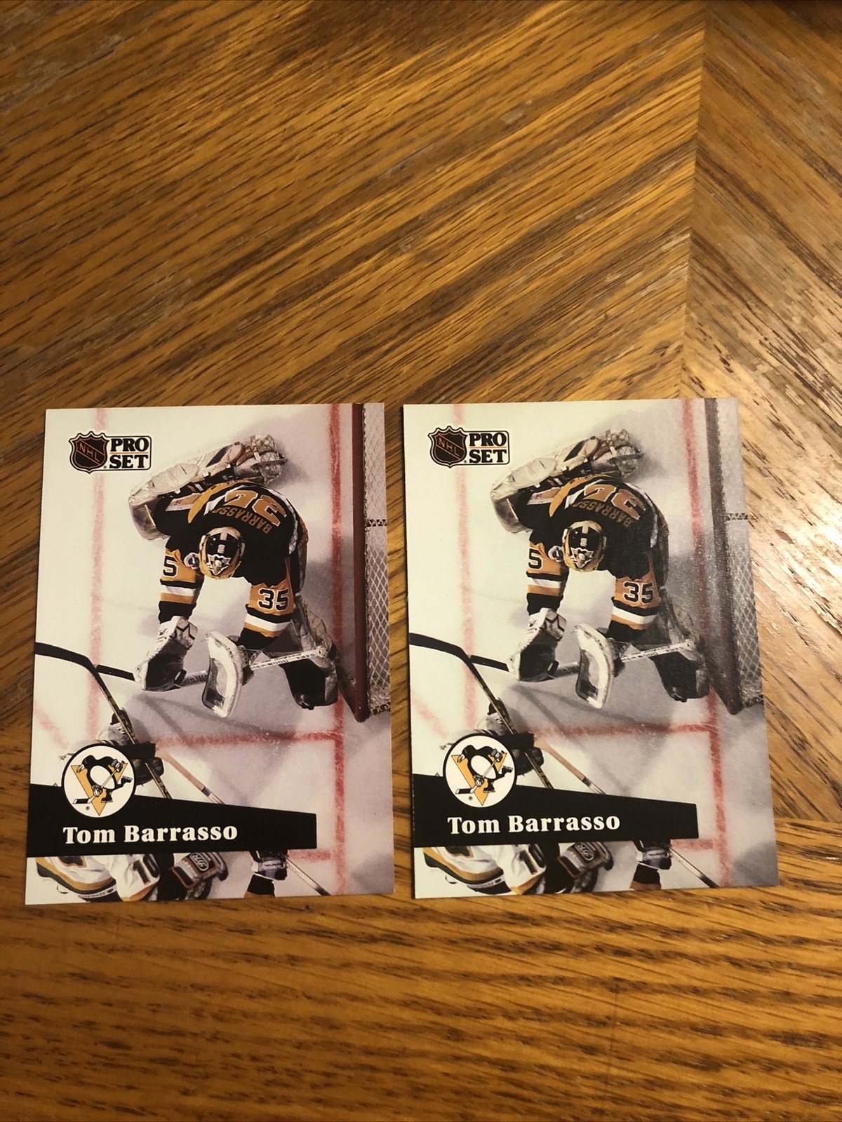 Lot X 2 1991-92 Pro Set #186 Tom Barrasso Pittsburgh Penguins 1 English 1 French