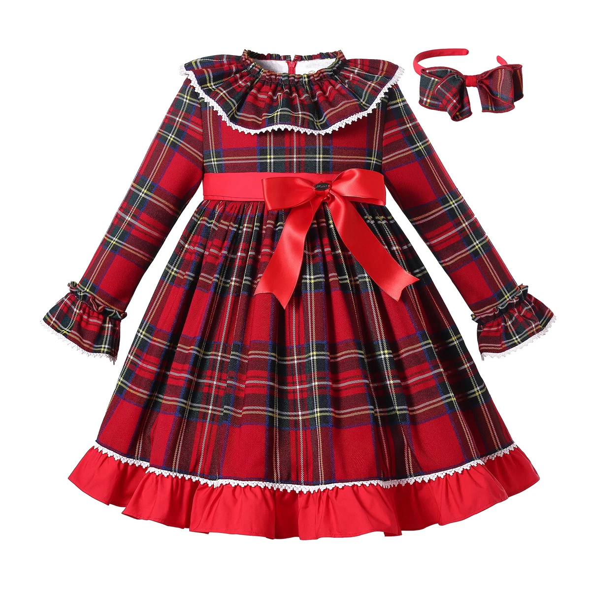 Spanish Girls Tartan Dresses age 2 3 4 5 6 8 10 12 Years Christmas Party Clothes
