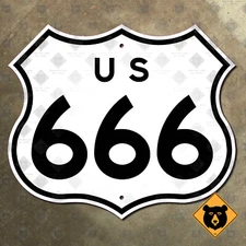 US route 666 Devil's Highway Four Corners marker road sign 1957 21x18