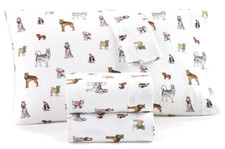 Charter Club 100 Cotton Flannel 4 Piece Sheet Set Party Dogs Cal-King 180