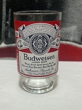 Mancave Budweiser Beer Glass Cup Mug Footed 32oz Pedestal Anheuser Busch Bar Top