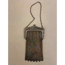 Whiting Davis Metal Mesh Enamel Purse Art Deco Handbag 