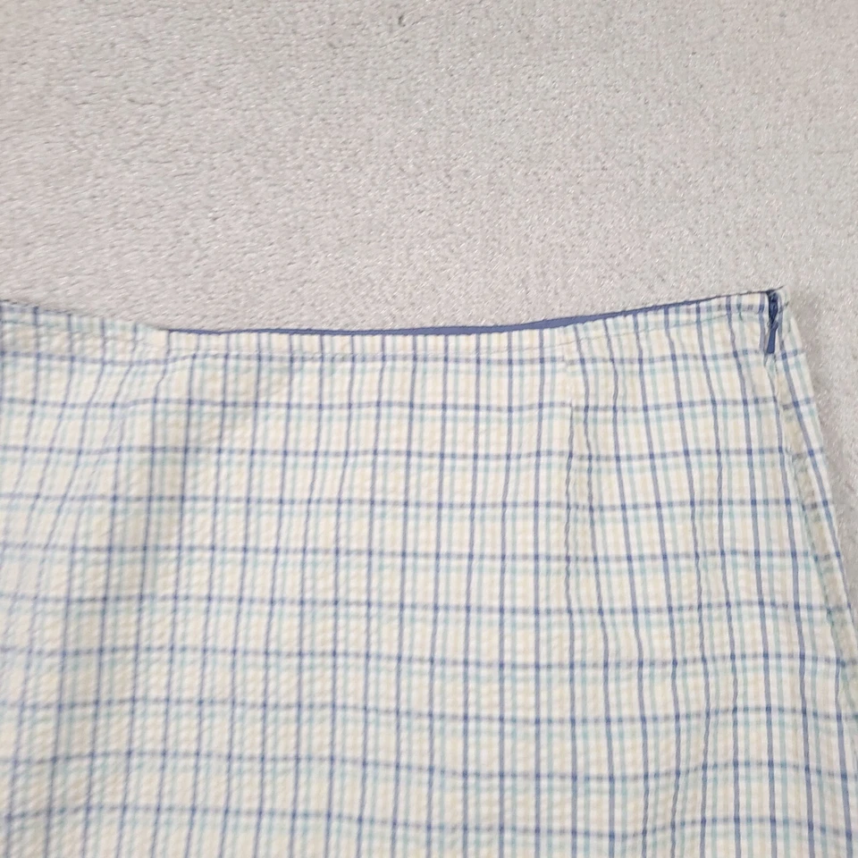 Falda para mujer Christopher & Banks 14 multicolor azul amarillo blanco a cuadros cremallera lateral Foto 3 de 4