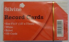 Image of Silvine Record Cards x 100 White Ruled 5'' x 3'' (127 x 77 mm)