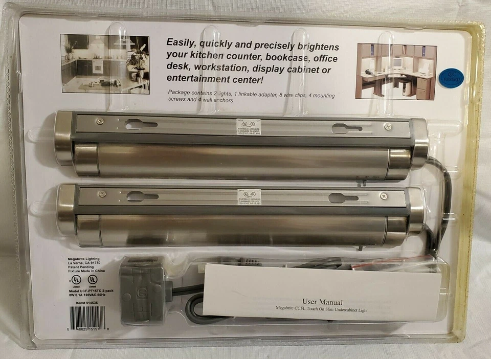 2 Pack Megabrite CCFL Touch On Slim Linkable Under Cabinet Light 13.5" New NOS - Image 3 of 4