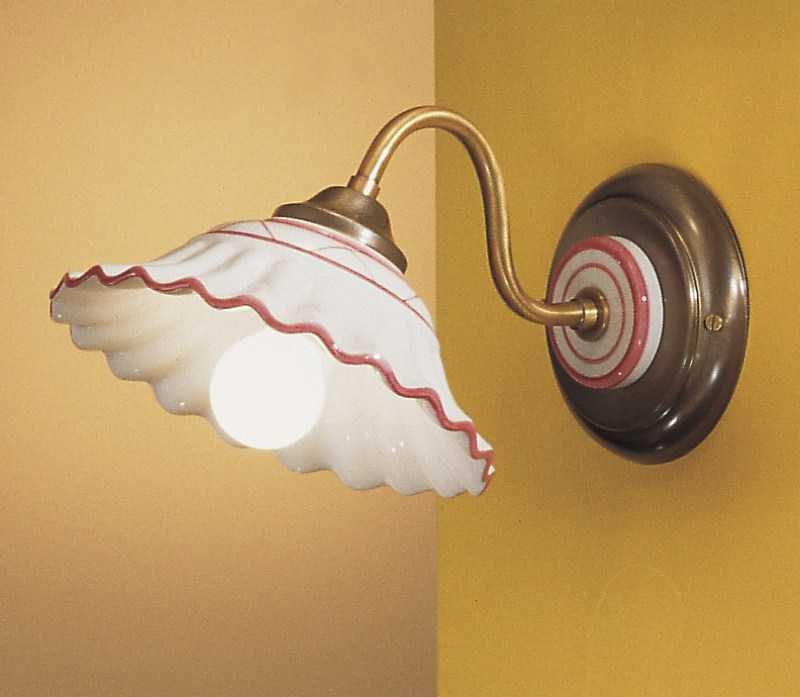 Applique in Ceramica Rustica DP136 Bianco-Rosso 1 Luce Made in Italy