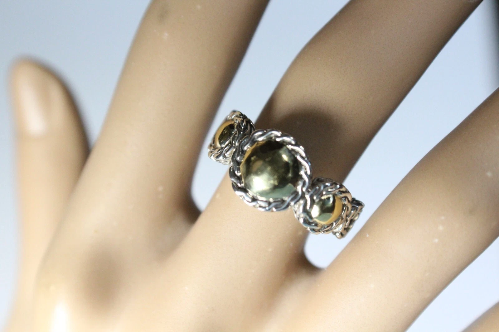 John Hardy Classic Chain Palu Two-Tone 22k Gold Yellow & Silver Band Ring! NEW!