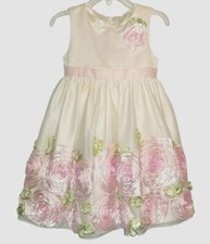 American Princess Girl 3T Ivory Pink Tulle Floral Sleeveless Dress