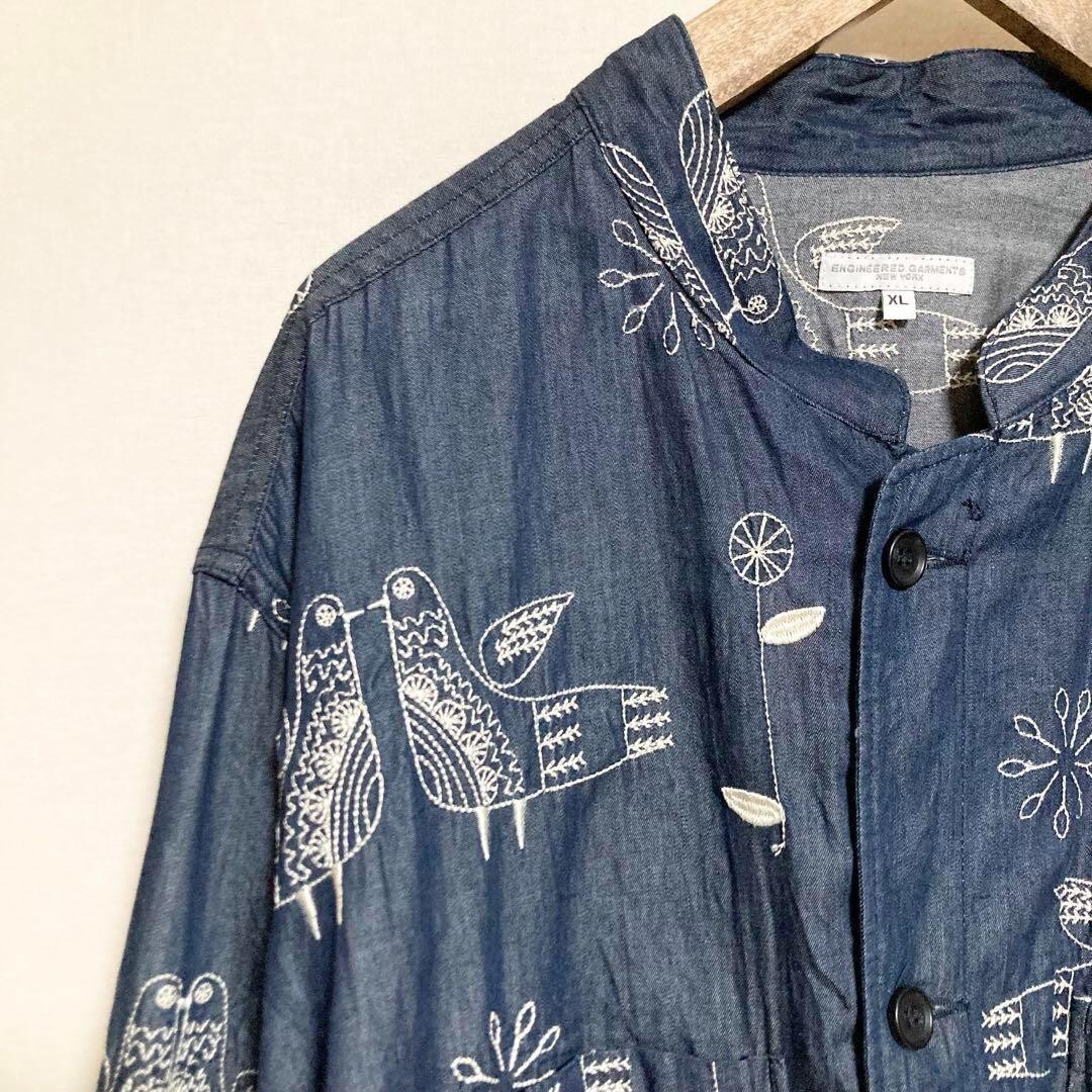 Engineered Garments men's all-over embroidered Dayton shirt