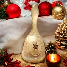 Vintage 1992 Fenton Clear Iridescent Handpainted By P. Lauderman Snowberry Bell