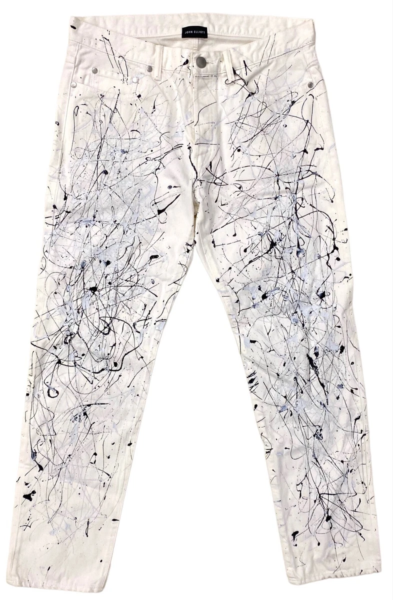 John Elliott Men's Daze 2 Paint Splatter Japanese Denim Jeans in Black  Pollock