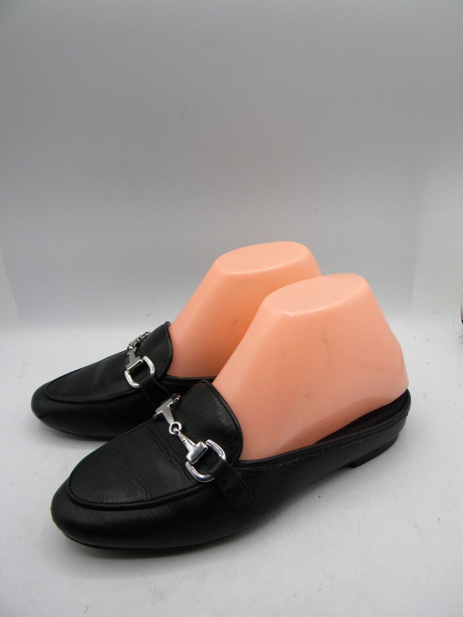 VIONIC Adeline Black Leather Comfort Horsebit Mule Flats  display picture 1