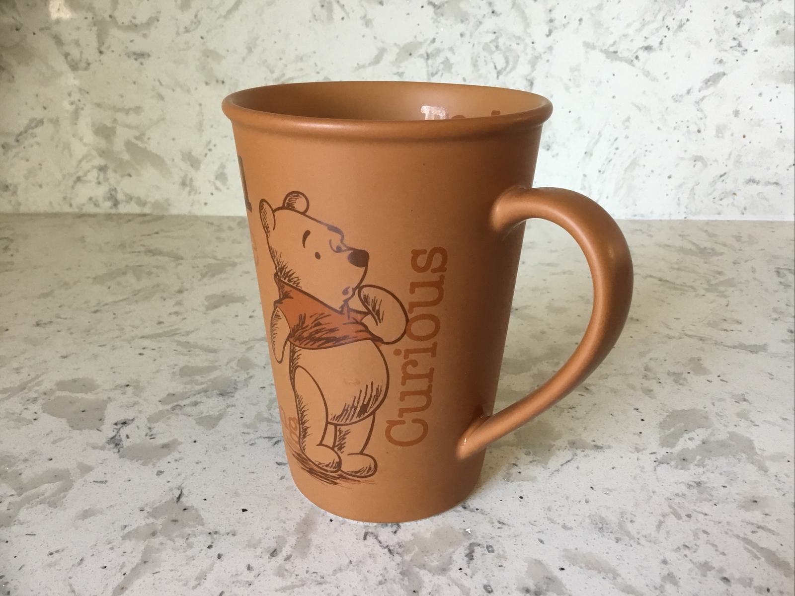 Disney WINNIE The POOH 12 oz Coffee Mug Shy True Loyal Humble Curious Pondering