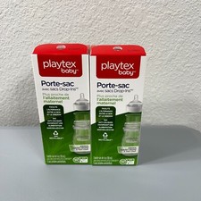 Playtex Baby Nurser 4 Oz Bottle w/ 5 Disposable Drop Ins Liners LOT OF 2 