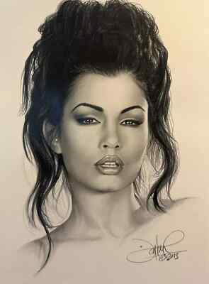 PINUP ARTIST JON HUL ORIGINAL DRAWING OF MODEL ARIA GIOVANNI 11.5'' X 16''  2013