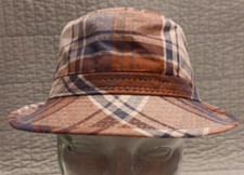 Men's Medium DPC Dorfman Pacific Vented Plaid Fedora Hat Cap