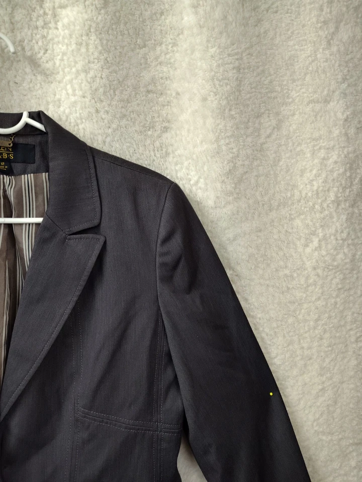 Allen by ABS 女式 12 码棕色人造丝混纺单排扣经典合身西装外套 — 第 3/4 张图片