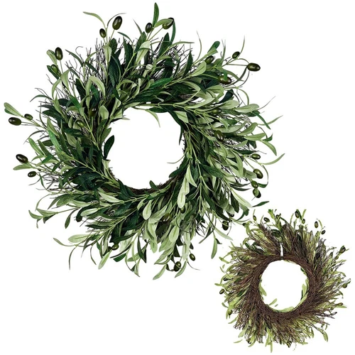 15.75'' Olive Wreath: Elegant All-Season Decor for Home & Weddings