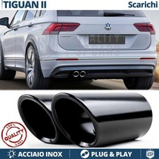 2X TERMINALI di Scarico per VW TIGUAN 2 AD1 ACCIAIO Inox NERO Clip Plug & Play