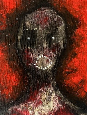 ''The Shadow Thing'' Original Horrorkunst Aquarell, Gouache & Acrylfarbe