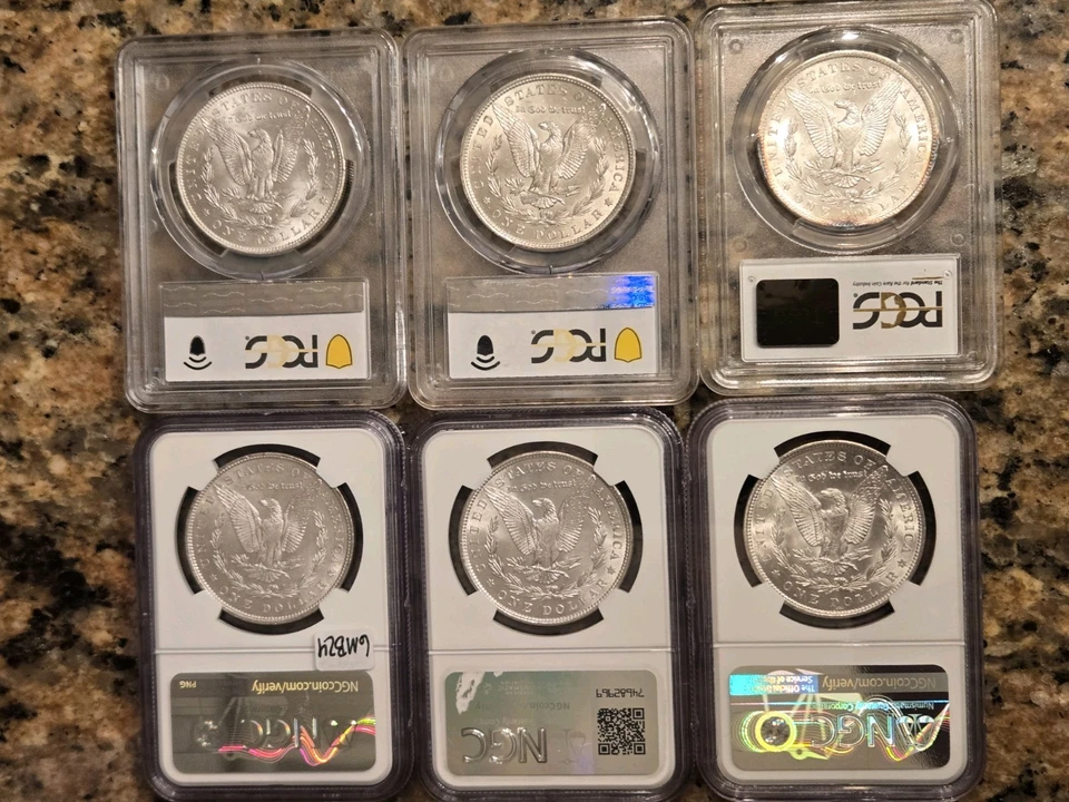 Graded PCGS & NGC Morgan Silver Dollar 6 Coin Lot! Beautiful Mint State Morgans! - Image 2 of 2