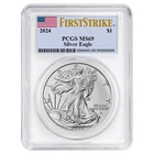 2024 $1 American Silver Eagle PCGS MS69 FS Flag Label White Frame