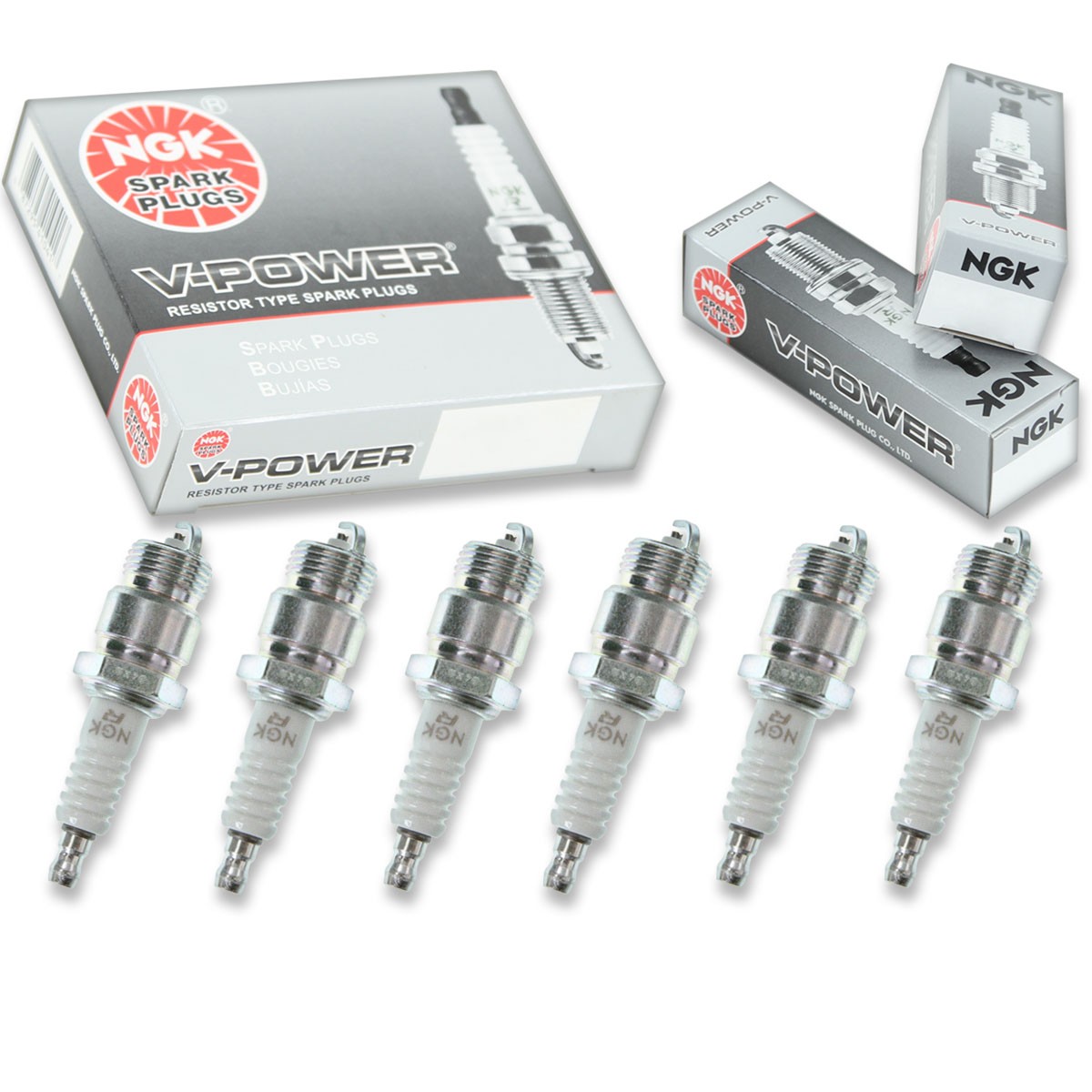 6 pcs NGK V-Power Spark Plugs for 1968-1972 Ford Galaxie 500 3.9L L6 - aw