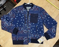$150.00 NWT Levi's Men’s Diamond Quilted Bandana Paisley Bomber Jacket (M) 5 Pkt