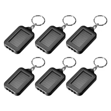 Mini LED Keychain Flashlight Torch Solar  with Hook Black 6PC