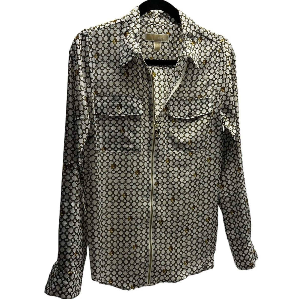 Camicetta Michael Michael Kors manica a rotolo zip intera maglia catena e borchie donna 4