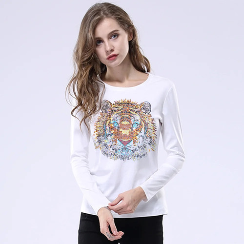 New Arrrivel Tiger Tshirt Lady Luxury Design of Diamonds Cotton T shirt Women's - Picture 19 of 44