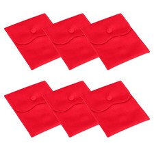 6 Pcs 6x4 Inch Velvet Jewelry Pouches Gift Bags with Snap Button Red