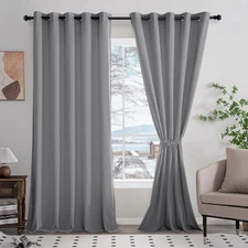 Hiasan Grey Velvet Window Curtains 84 Inches Length 2 Panels - Living Room Gray