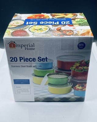Imperial Home 20 Piece Set Stainless Steel Bowls With Lids New Sealed