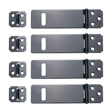 Tsnamay 4Pcs 4Inch Black Padlock Hasp,Door Slide Latch Lock 4 Inch,